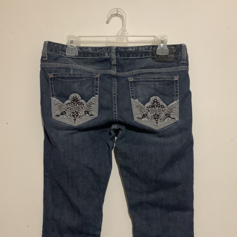 GUESS Y2K Studded Low Rise Straight Leg Jeans Size 31 - Picture 6 of 11